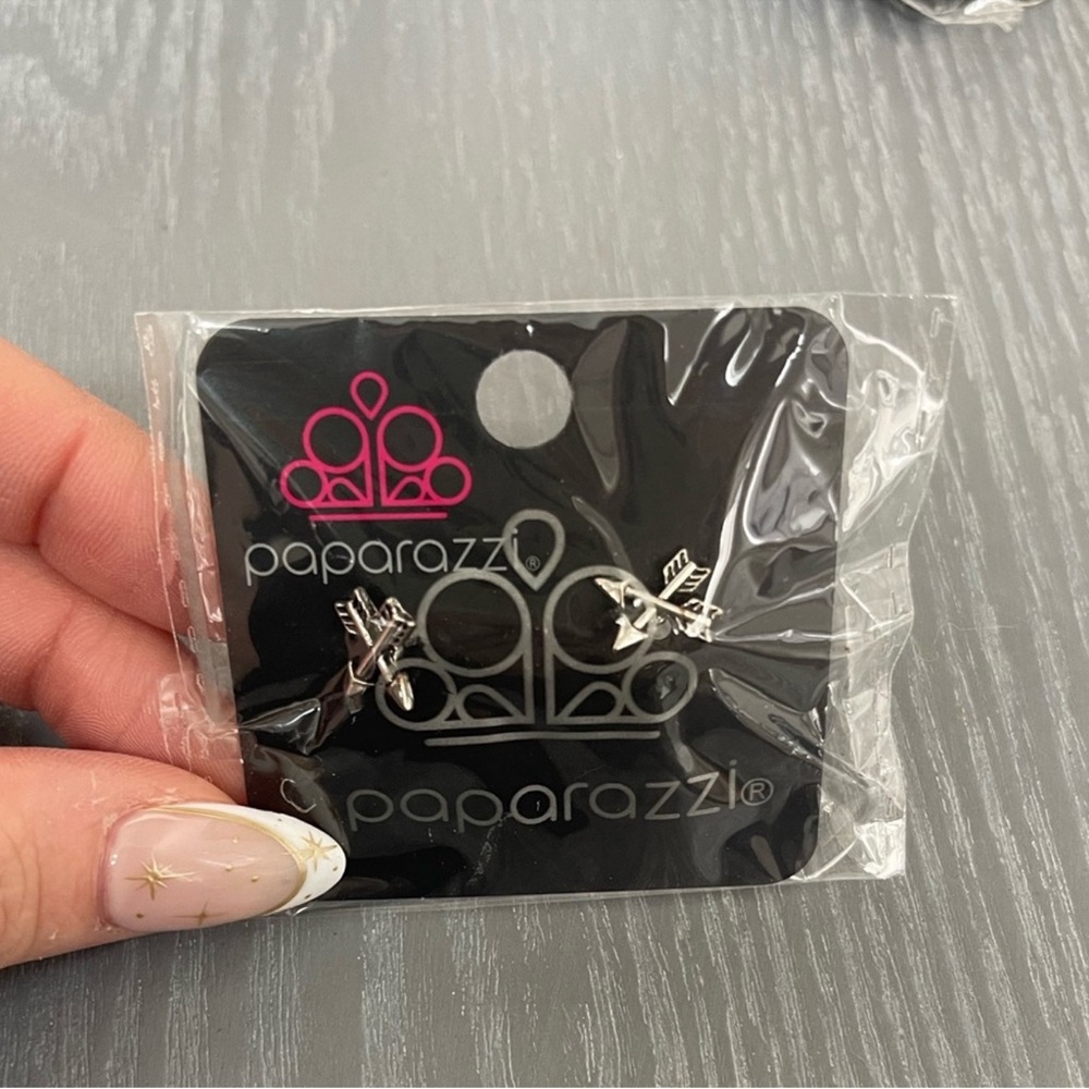 paparazzi Silver Arrow Mini Stud Earrings
